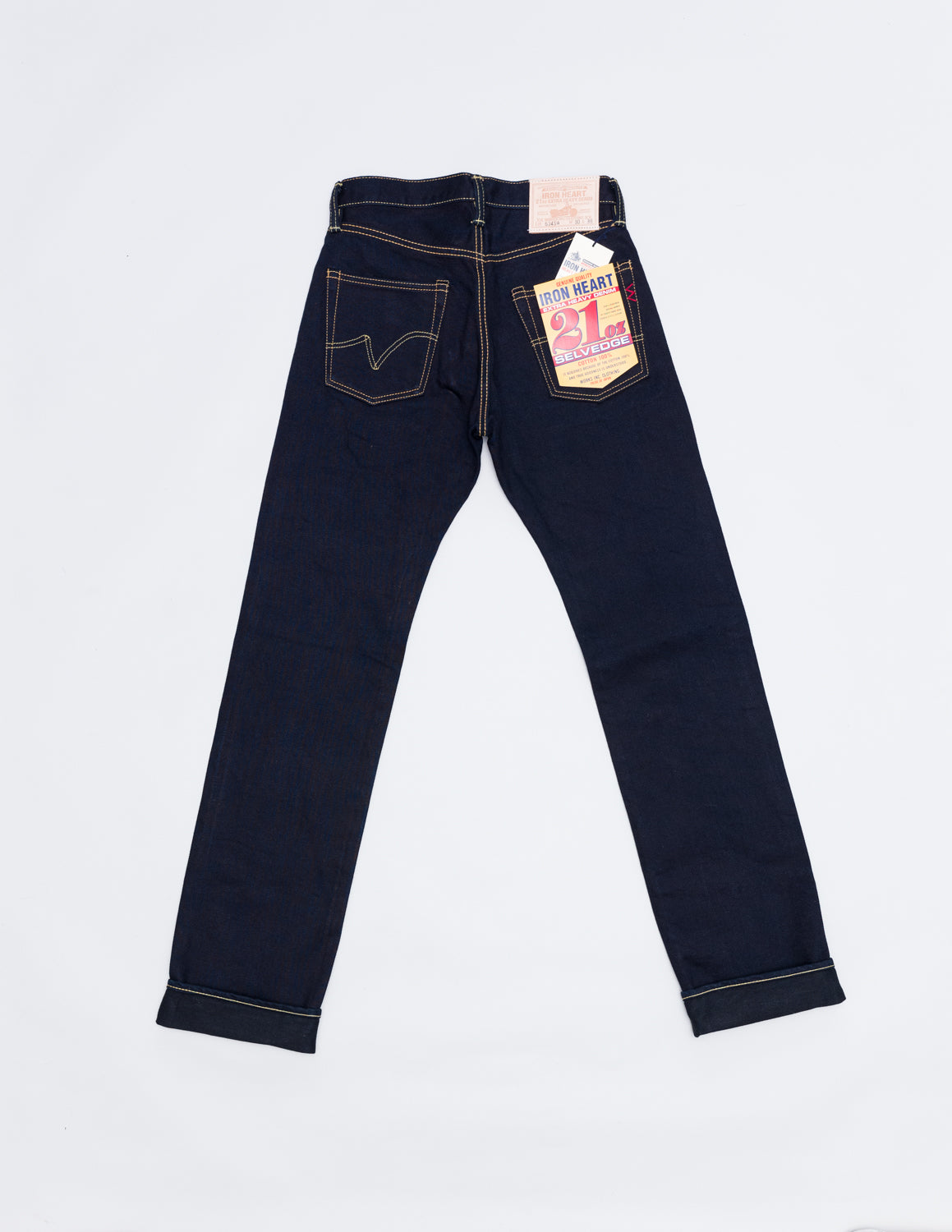 IH-634S-21ib - 21oz Selvedge Denim Straight Cut Jeans - Indigo/Black