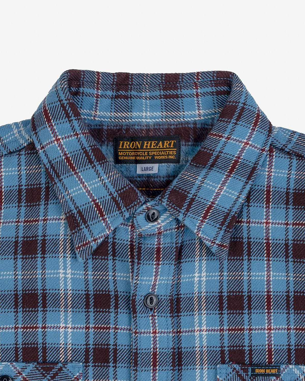 IHSH-339-SAX - Ultra Heavy Flannel Blanket Check Work Shirt - Sax Blue