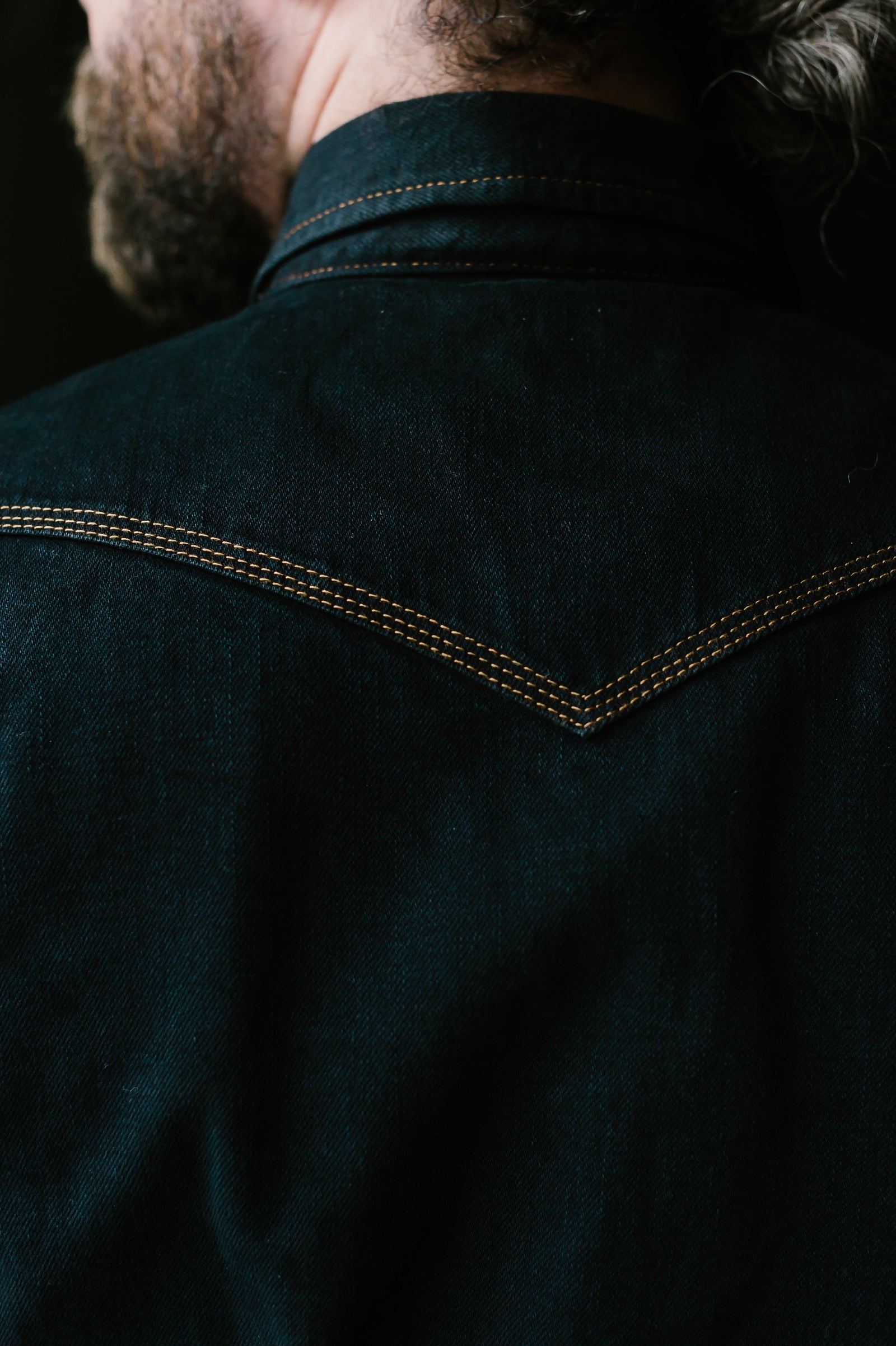IHSH-33B - 12oz Selvedge Denim Western - Black  Overdyed