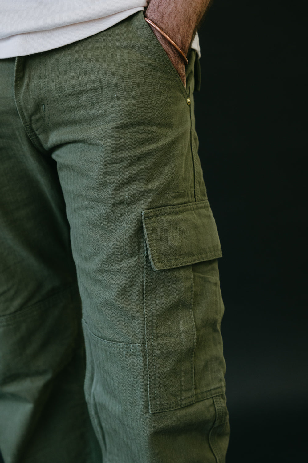 IH-733-ODG - 11oz Herringbone Cargo - Olive Drab Green