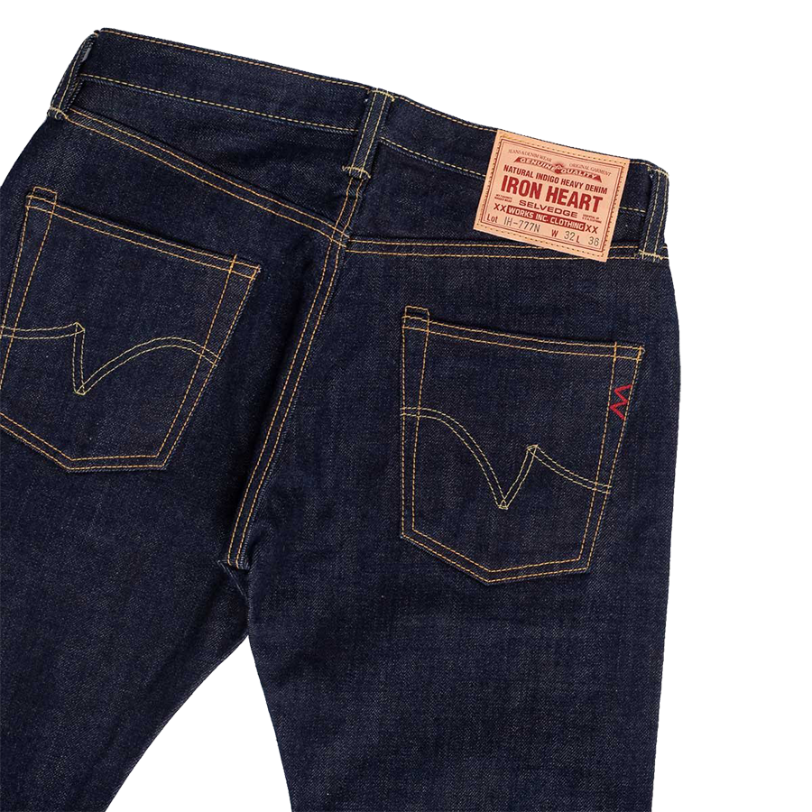 IH-777N - 17oz Selvedge Denim Slim Tapered Cut Jeans - Natural Indigo