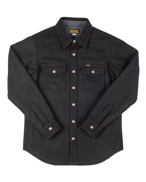 IHSH-306-BLK - Melton Wool CPO Shirt - Black