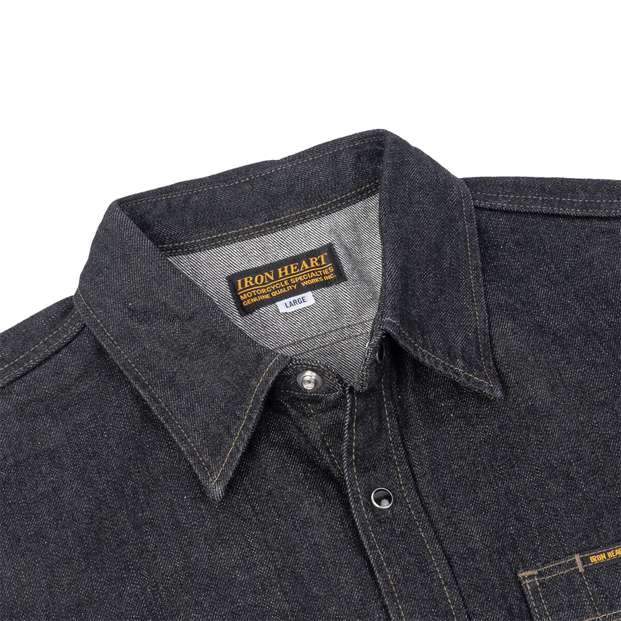 IHSH-326-BLK - 12oz Selvedge Denim Work Shirt With Snaps - Black