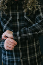 IHSH-341-BLK - Ultra Heavy Flannel Herringbone Check Work Shirt - Black