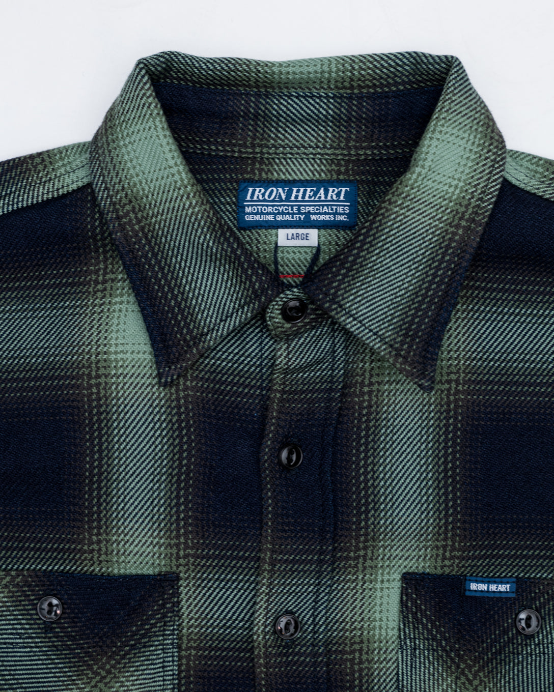 IHSH-349-GRN - 9oz Selvedge Ombré Check Work Shirt - Green | James