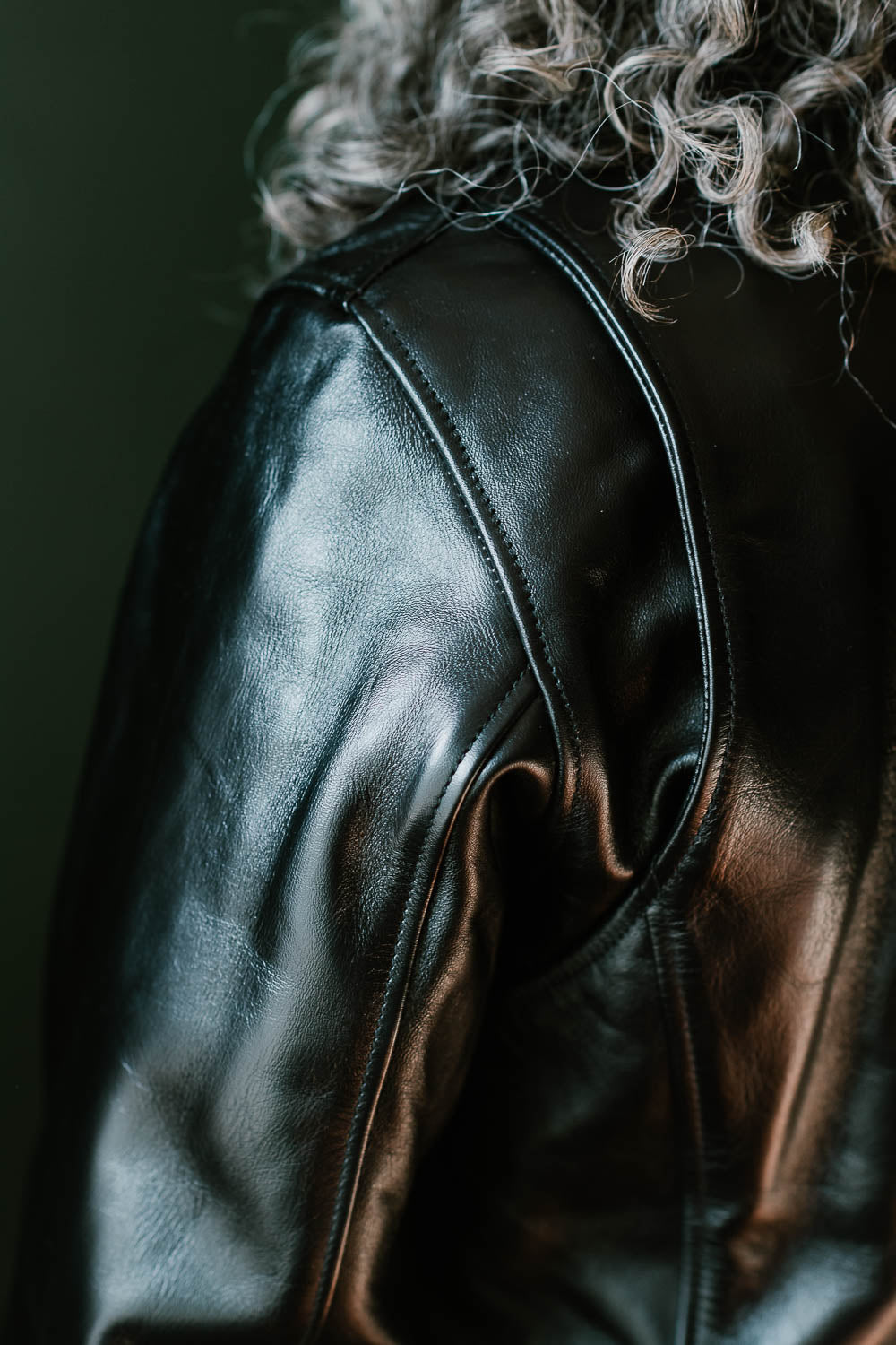 IHSH-35 - Japanese Horsehide Rider's Jacket - Black (Tea-Core Dyed