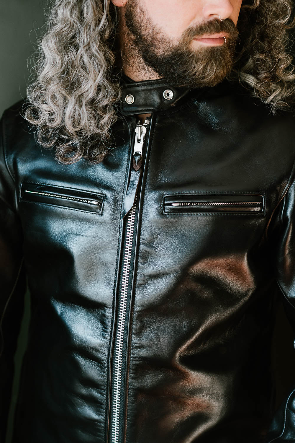 IHSH-35 - Japanese Horsehide Rider's Jacket - Black (Tea-Core Dyed