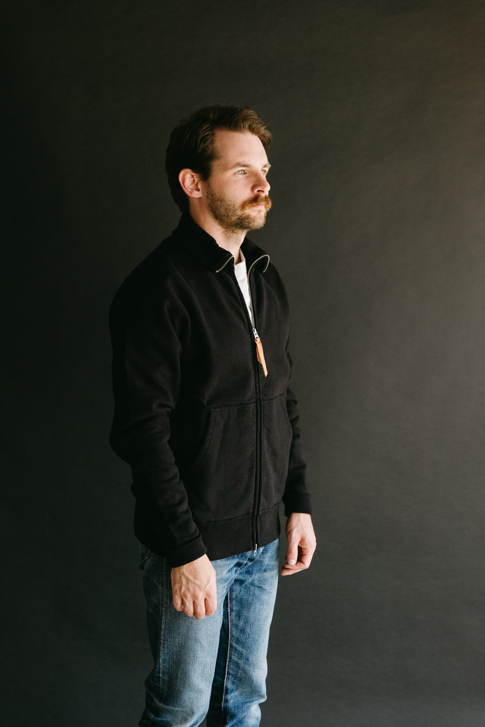 IHSW-11-BLK - 14oz Ultra Heavyweight Loopwheel Cotton Zip Up Sweater - Black