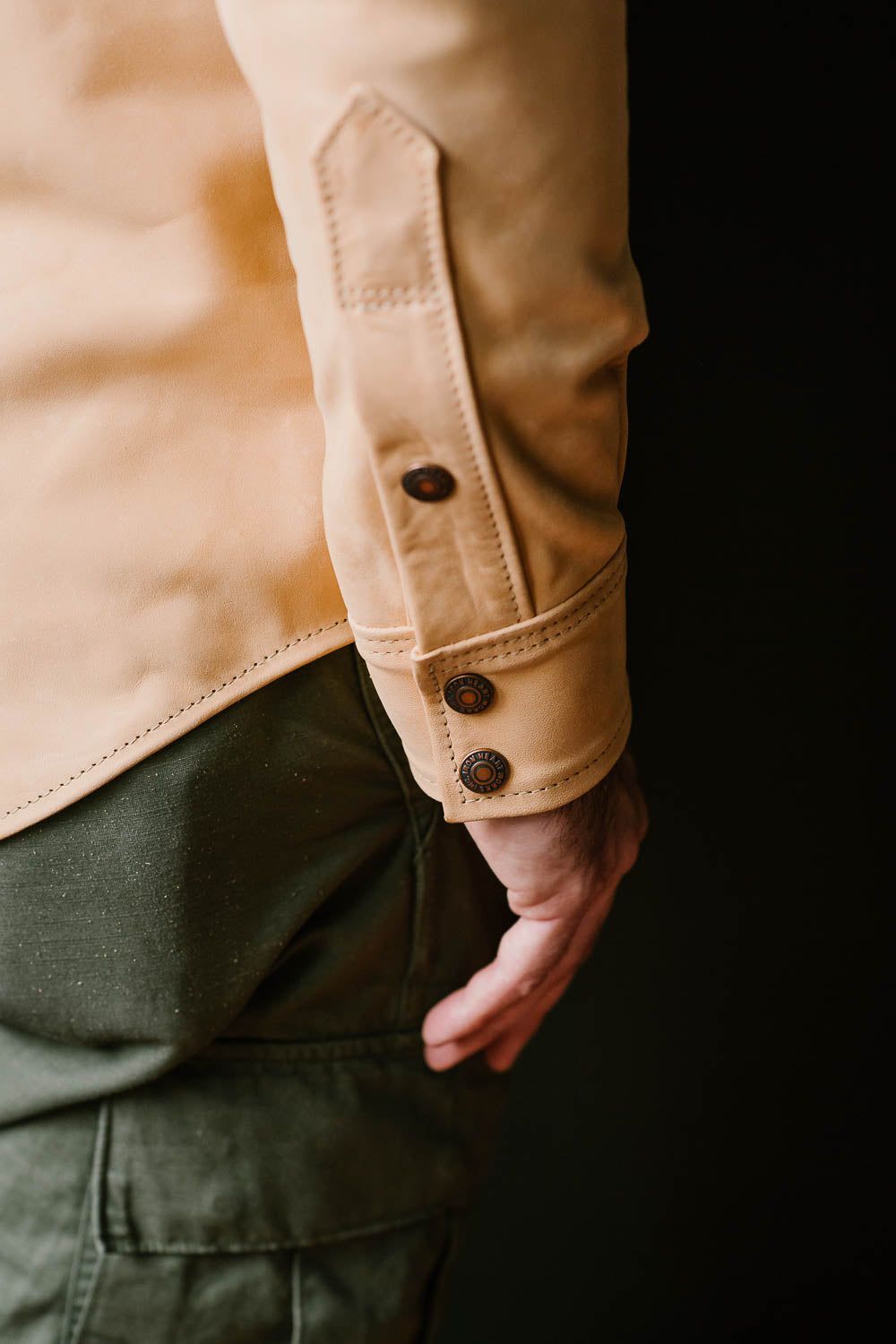 IHSB-PR-NAT - Iron Heart X Simmons Bilt Horsehide Western Shirt - The Pale Rider - Natural