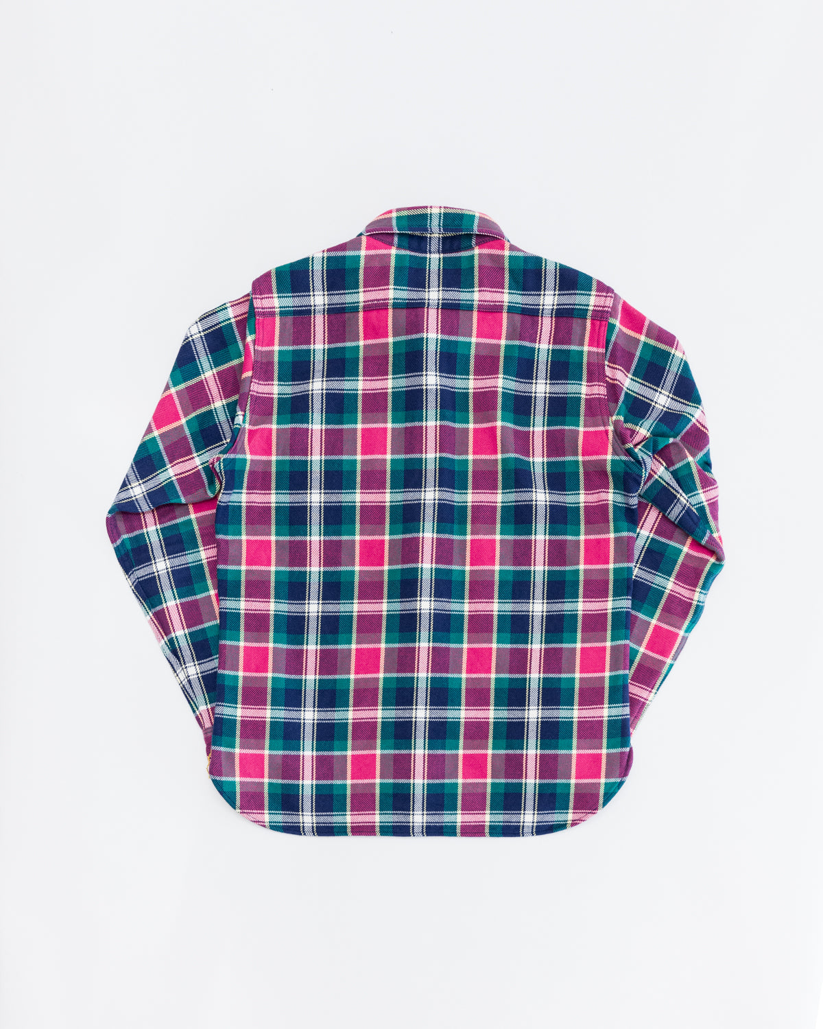 IHSH-342-NAV - Ultra Heavy Flannel Crazy Check Work Shirt - Navy