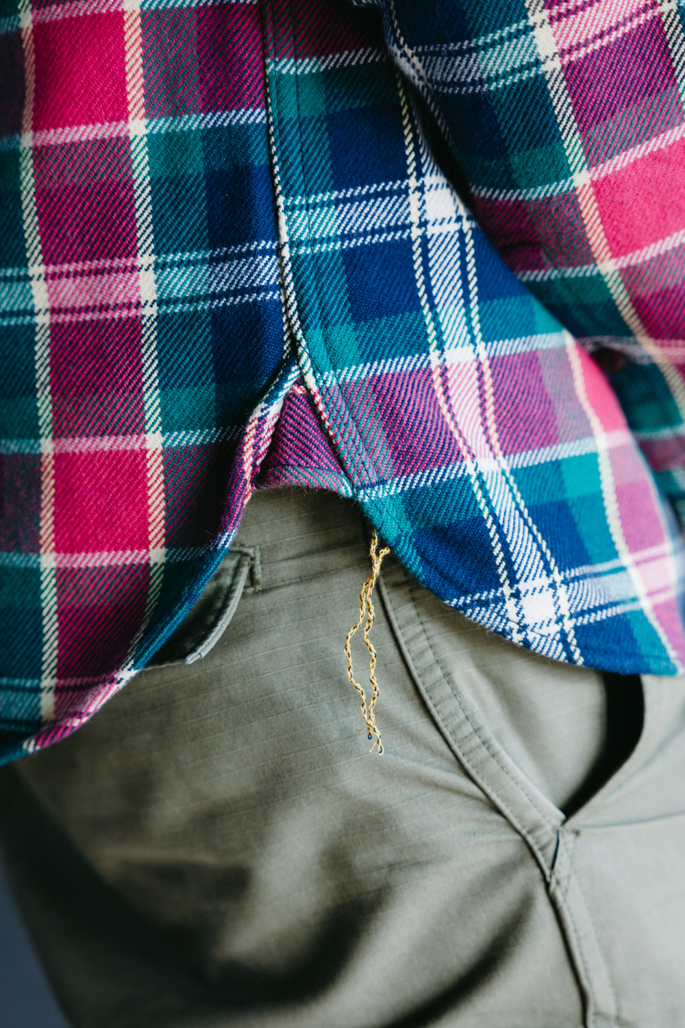 IHSH-342-NAV - Ultra Heavy Flannel Crazy Check Work Shirt - Navy