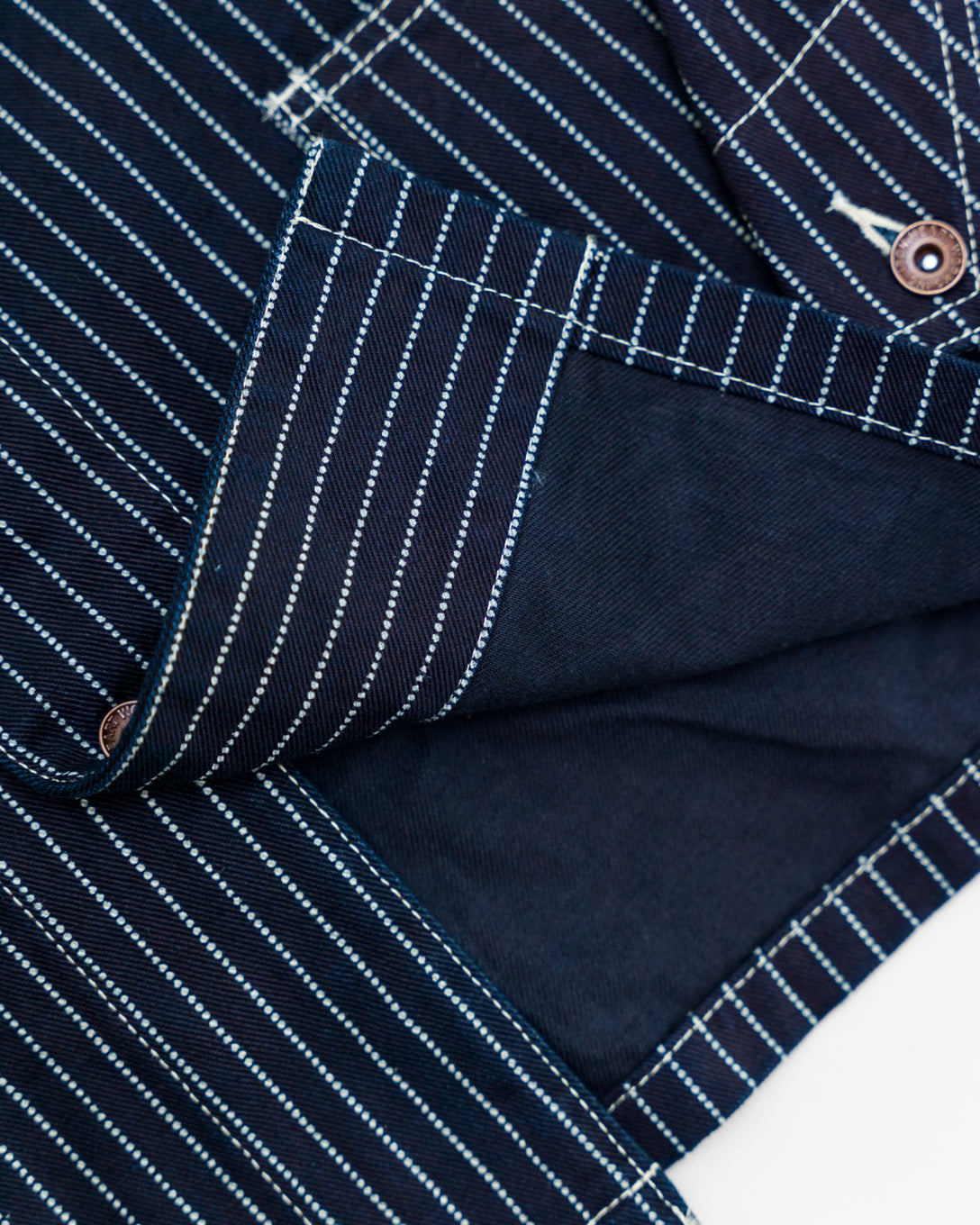 Dark Royal Blue And White Stripe - Indigo Pinstripe Suit - L