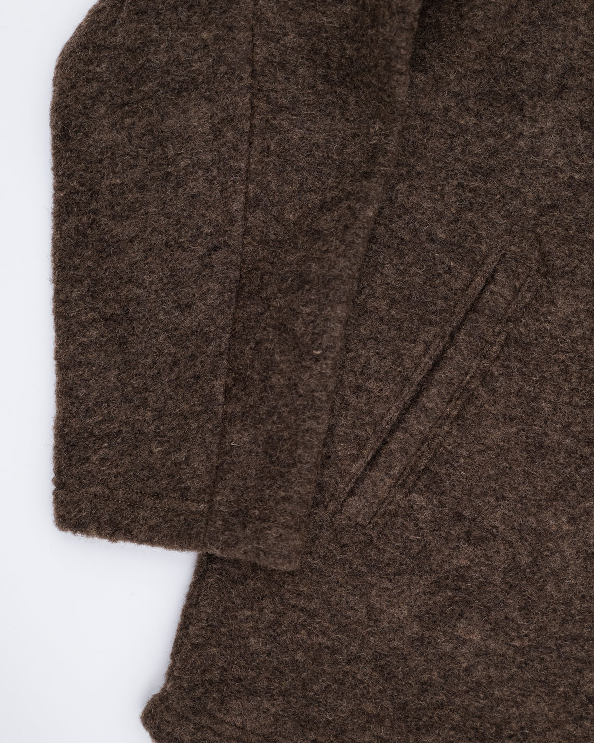 Wool Collarless Jacket - 32 Brown