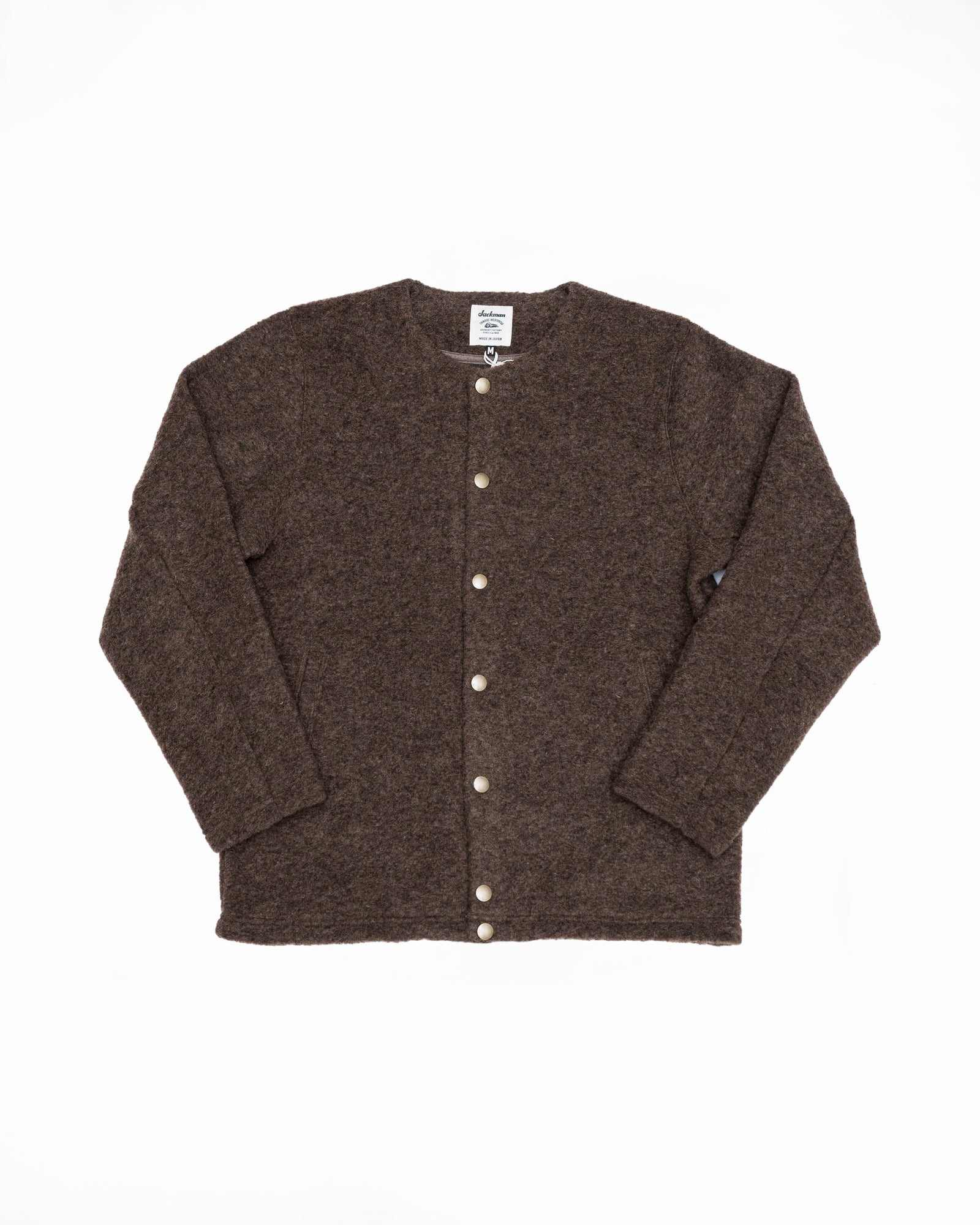 Wool Collarless Jacket - 32 Brown