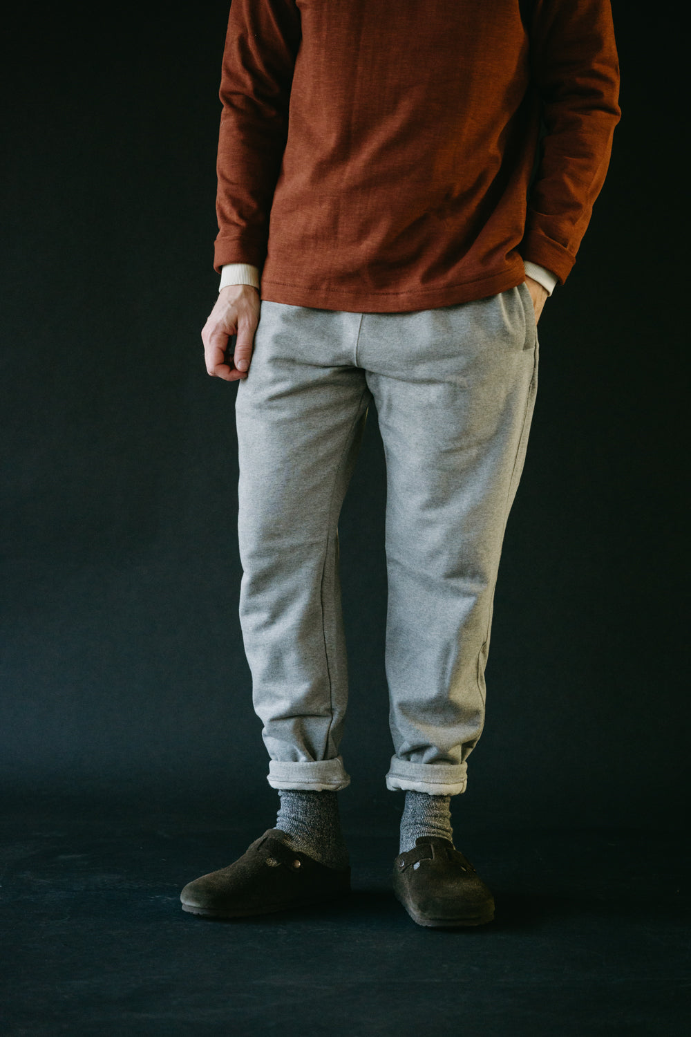 359.80 - 12oz Loopwheeled Sweatpant - Grey Melange | James Dant