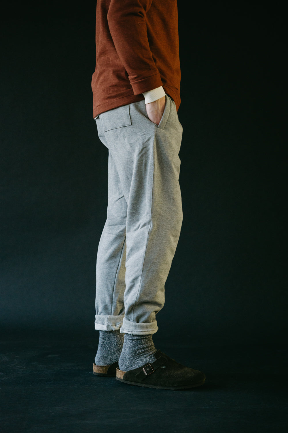 359.80 - 12oz Loopwheeled Sweatpant - Grey Melange | James Dant