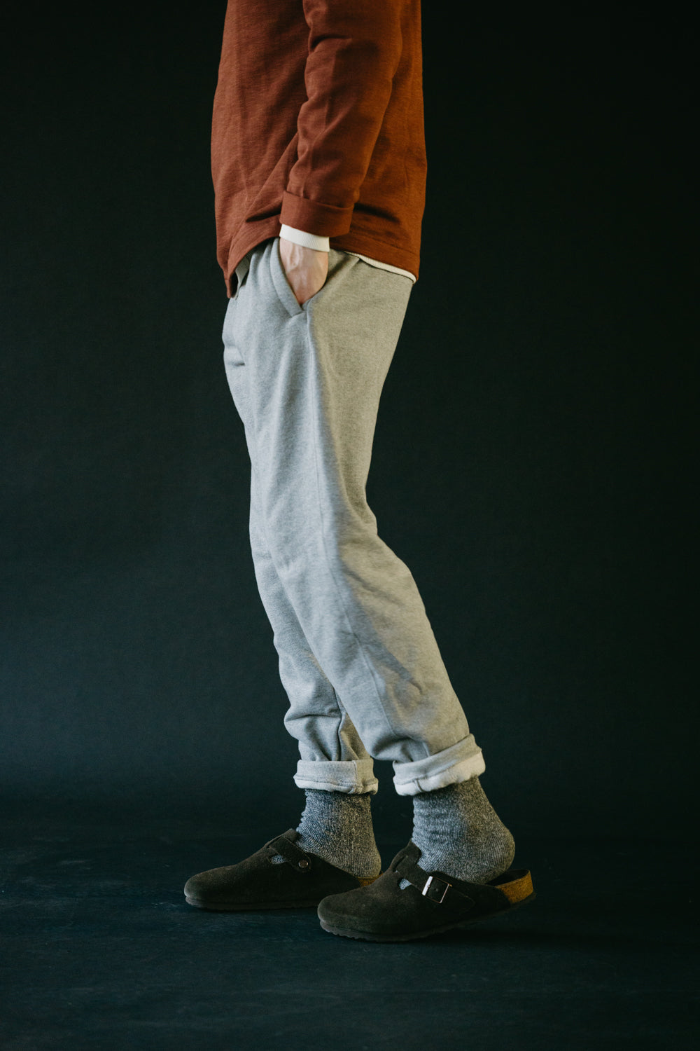 359.80 - 12oz Loopwheeled Sweatpant - Grey Melange | James Dant