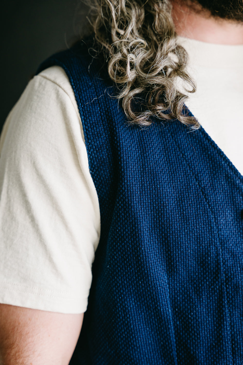 04-010 - Sashiko Vest - Indigo | James Dant