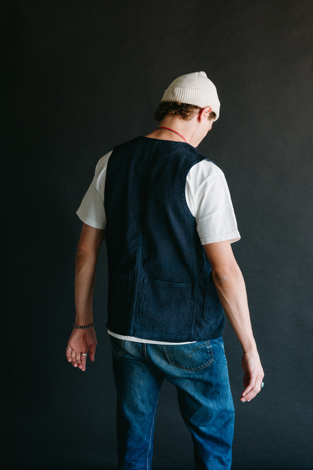 04-062 - Sashiko Hunting Vest - Indigo