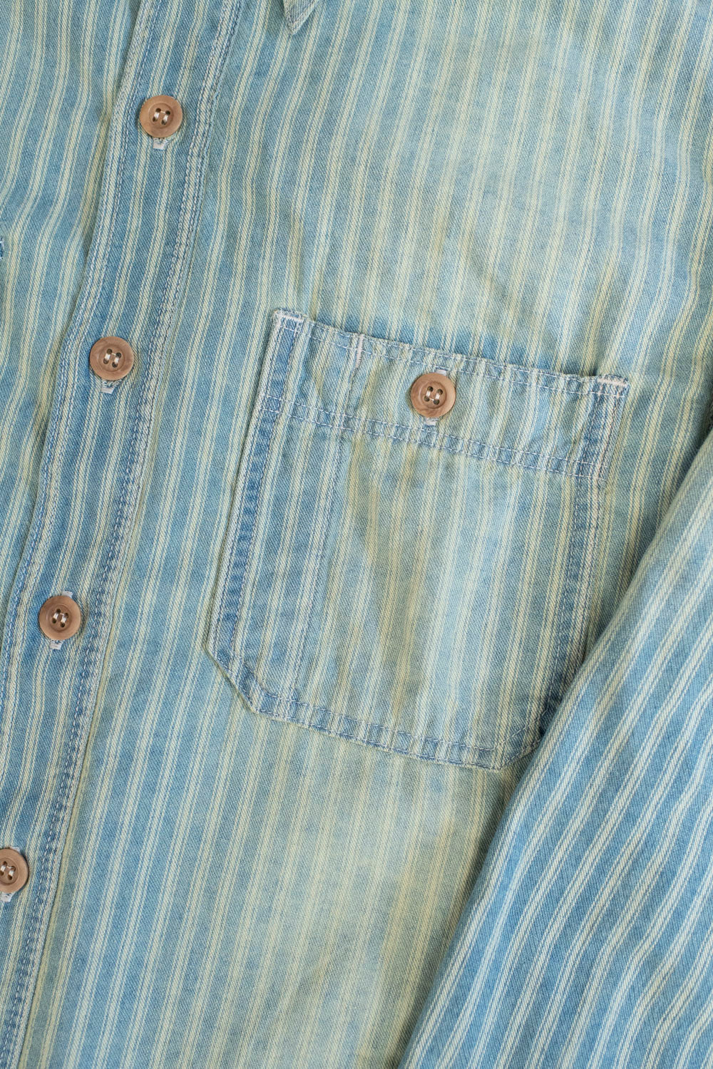 MLS1070M31 - Indigo Striped Work Shirt - Bleach Used