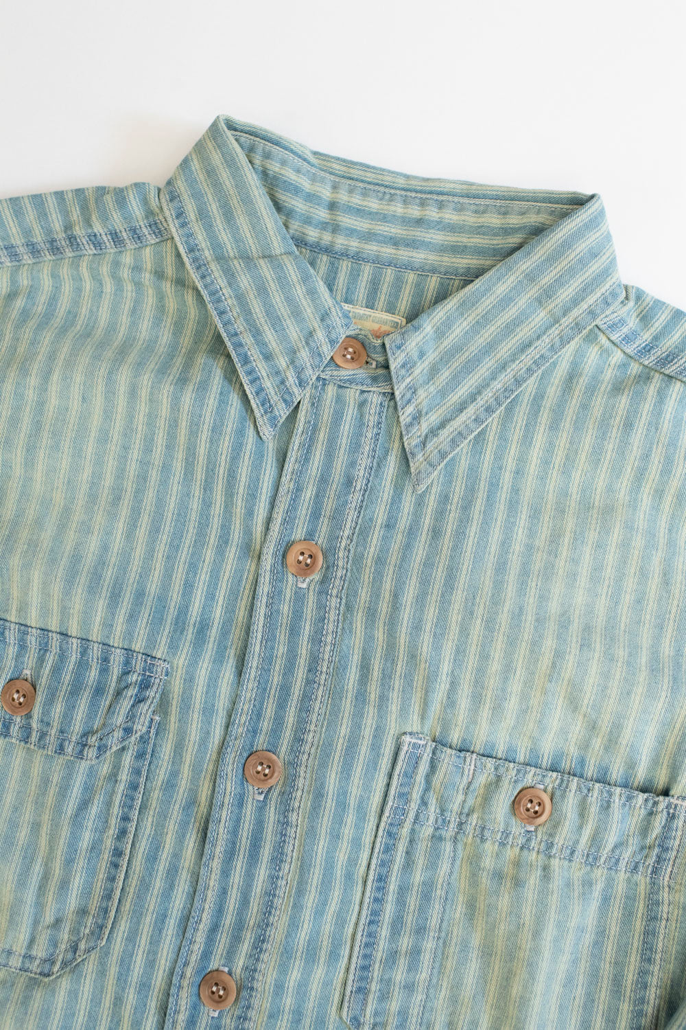 MLS1070M31 - Indigo Striped Work Shirt - Bleach Used