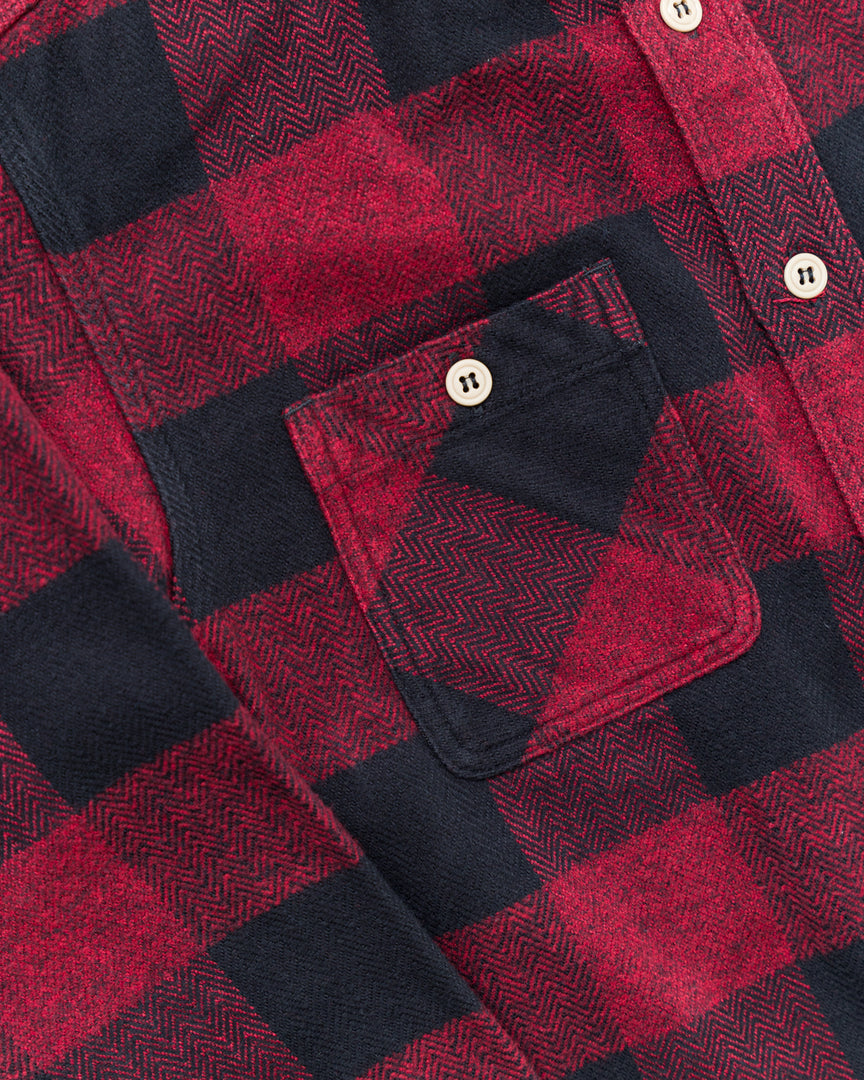 MLS1020M23 - Original Herringbone Triple-Yarn Twill Check Shirt - Red