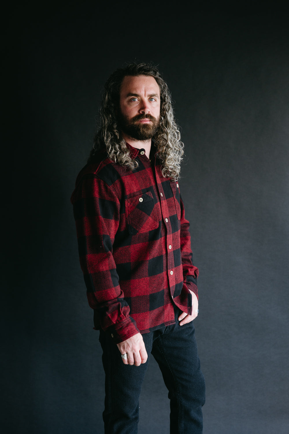 MLS1020M23 - Original Herringbone Triple-Yarn Twill Check Shirt - Red
