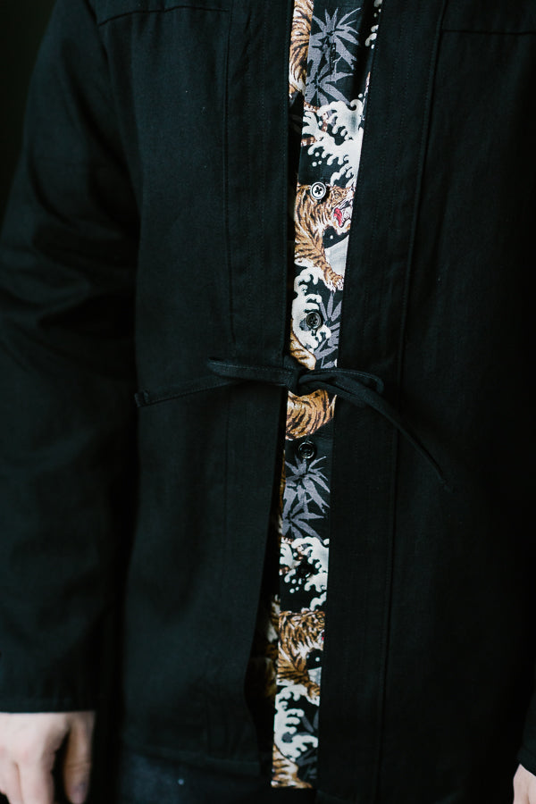 Kimono Shirt - Black Short Slub Denim
