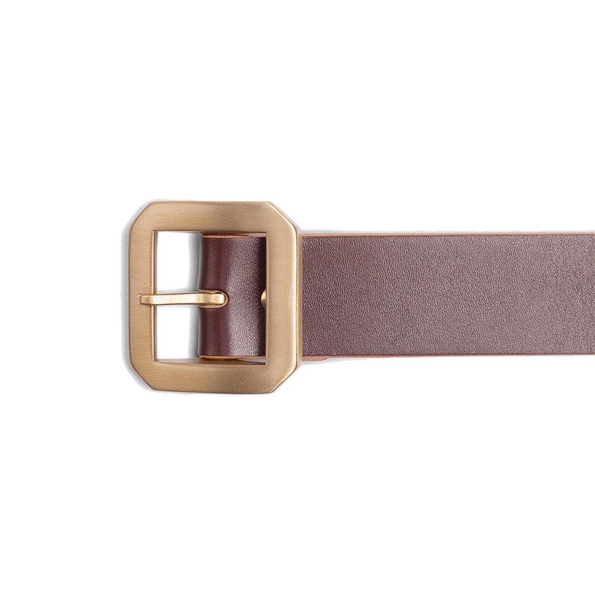Single Prong Brass Garrison Leather Belt - Hand-Dyed Brown