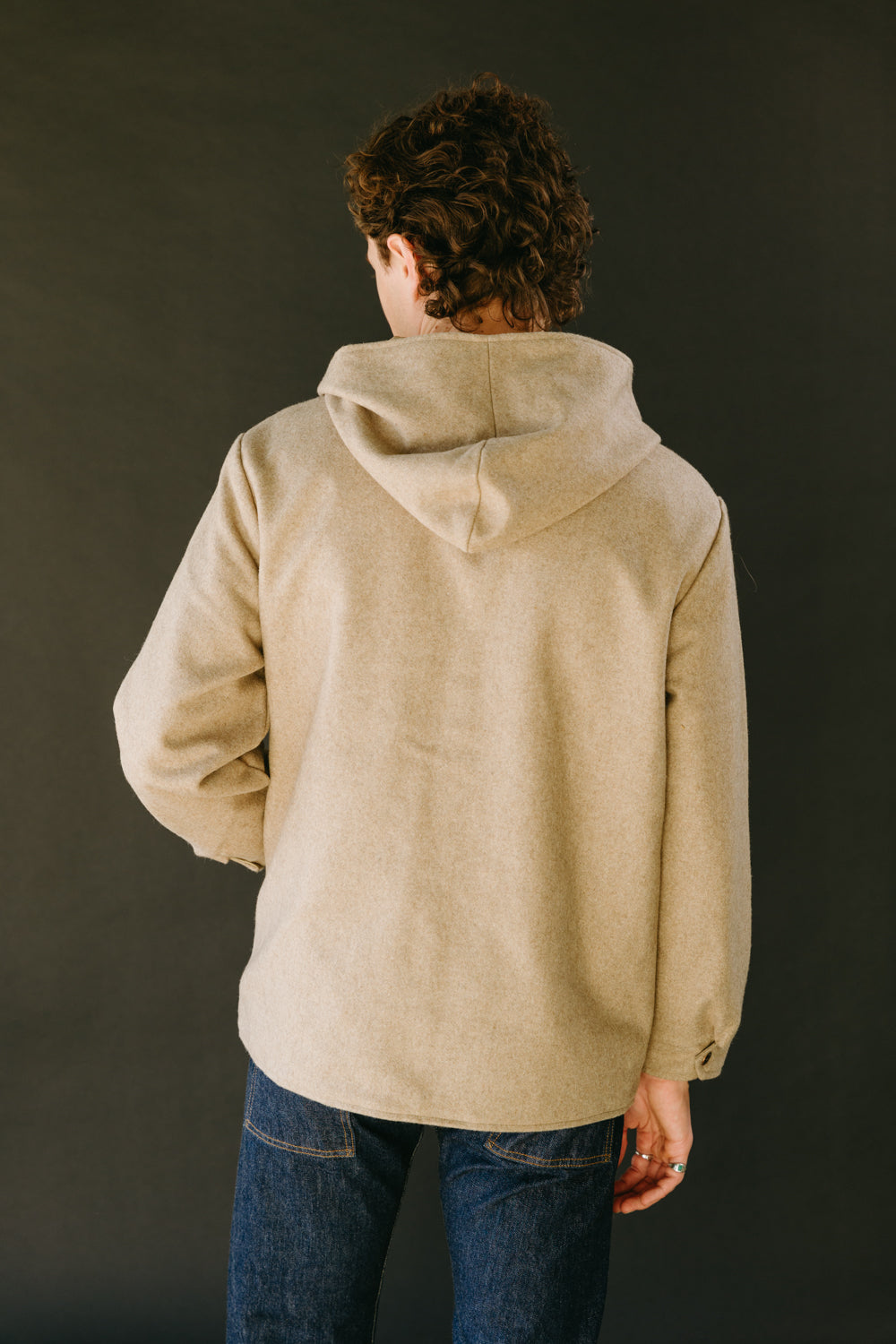 01-6052-W67 - Hooded Reversible Wool Coat - Beige