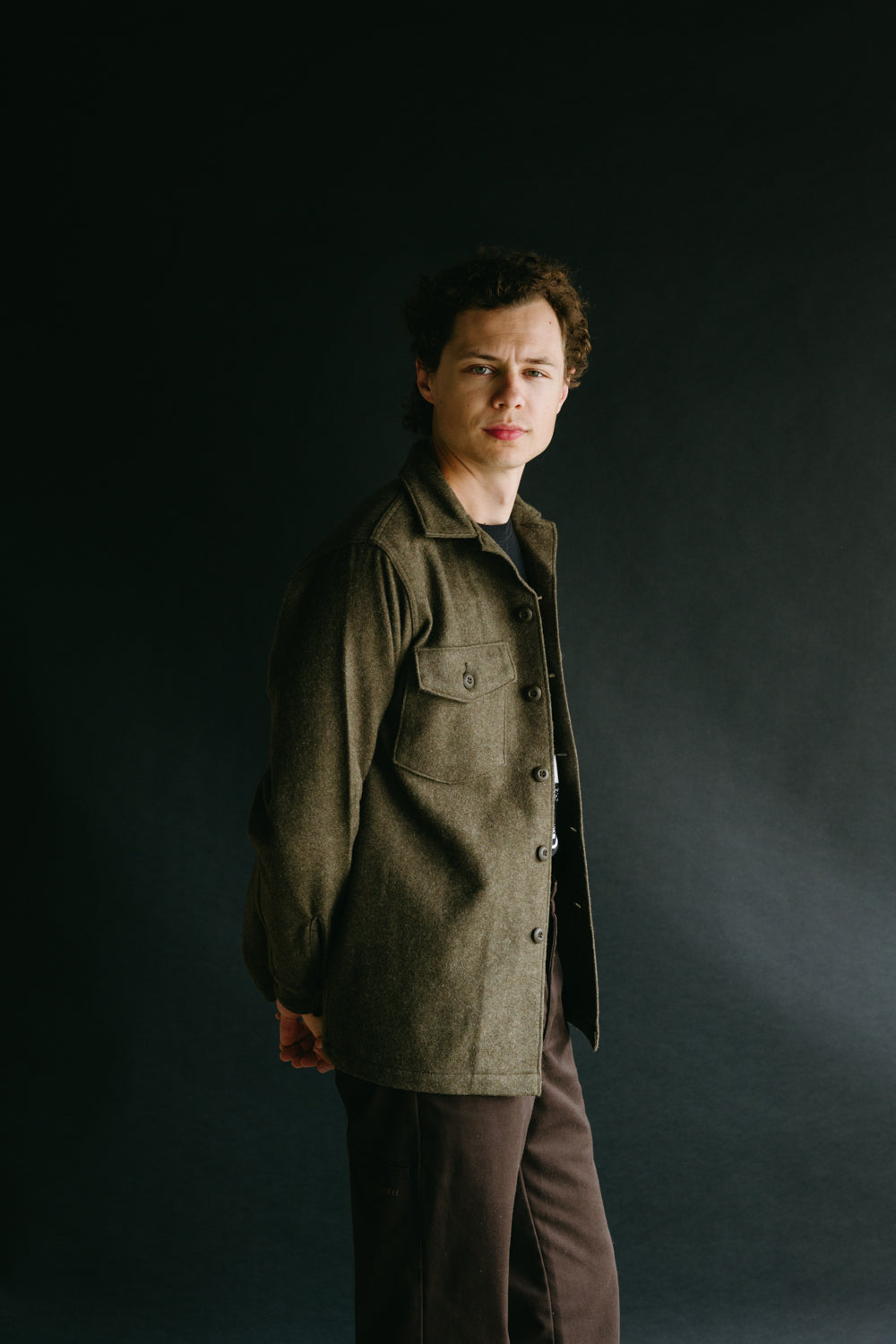 8045-W76 - Fatigue Shirt Melton Wool - Army Green