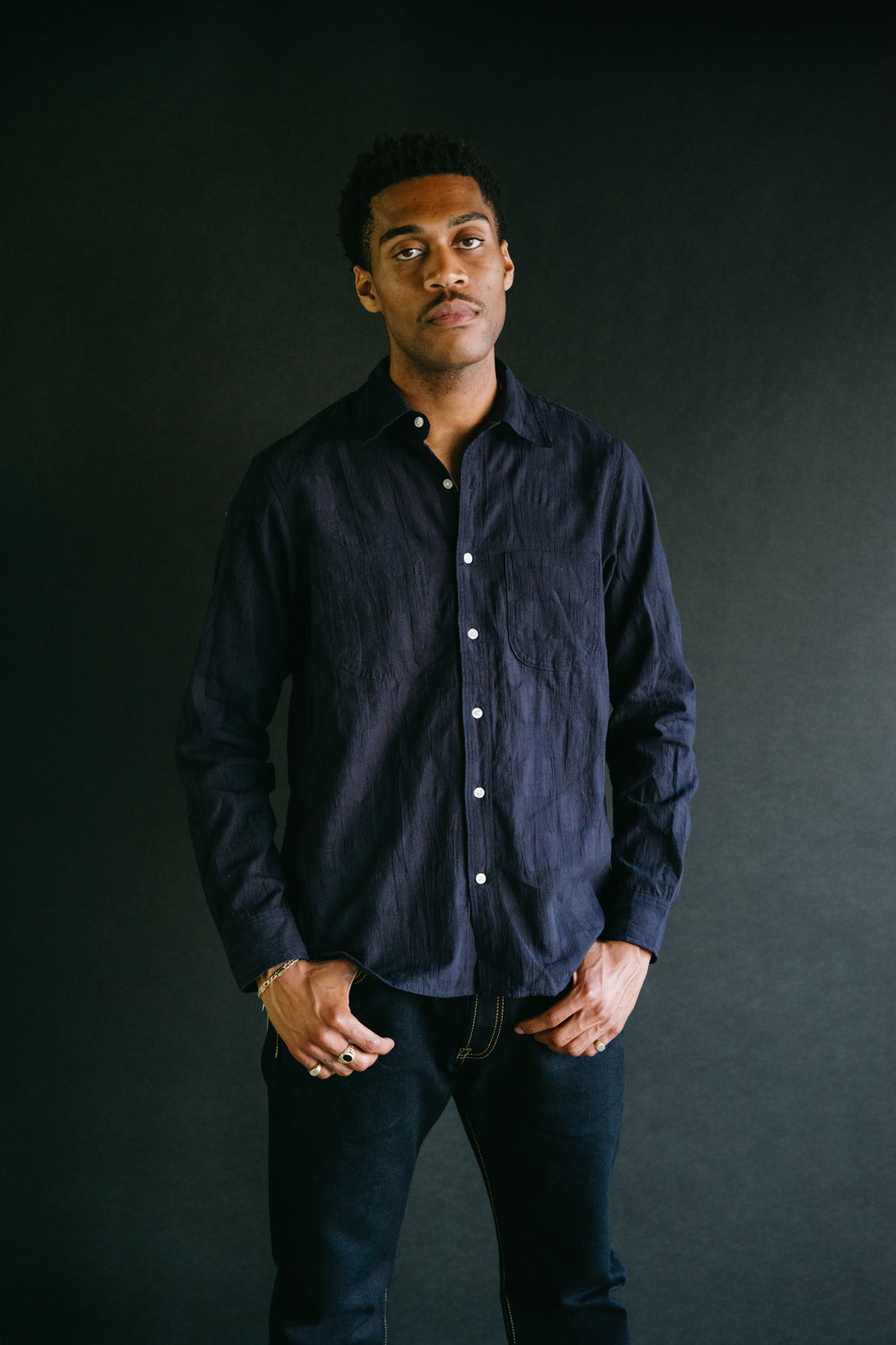 Jumper Shirt Navy Checkered James Dant