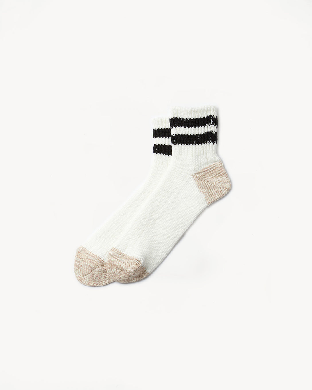 R1404 - Old School Ribbed Ankle Sock - White, Black