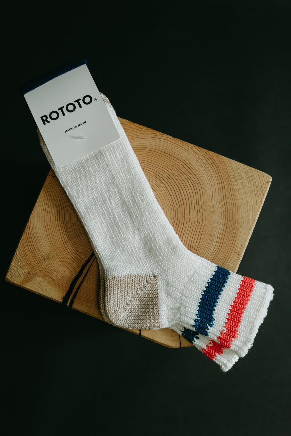R1404 - Old School Ribbed Ankle Sock - White, Red, Blue