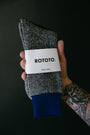 R1034 - Double Face Crew Socks Silk & Cotton - Blue, Gray