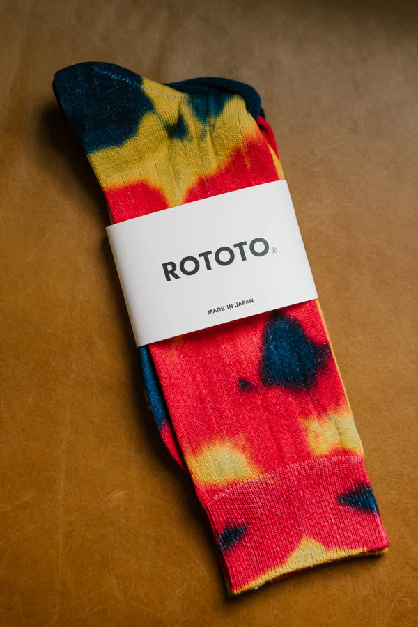 R1320 - Tie Dye Crew Sock - Red, Blue | James Dant