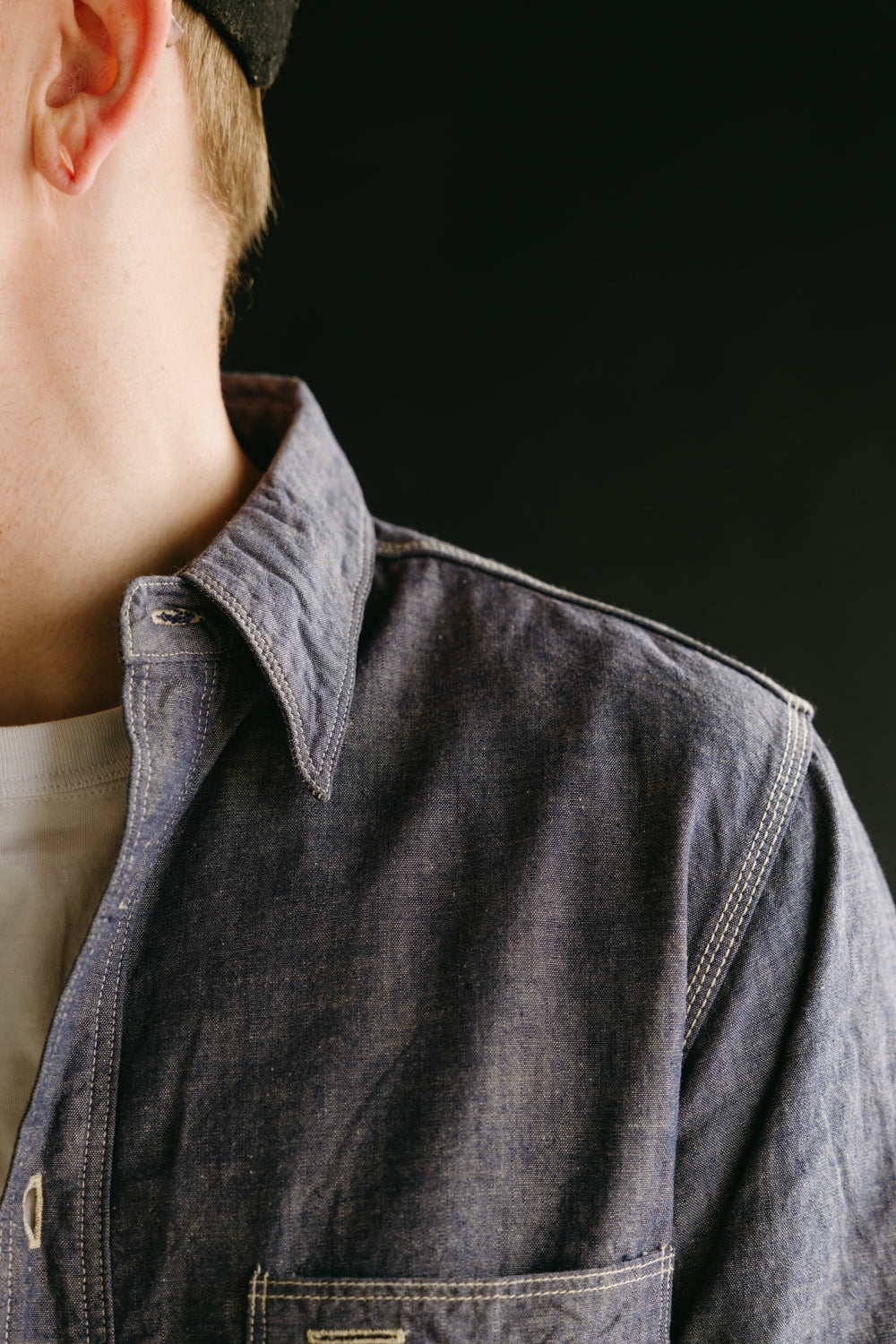 SJCBS22 - Selvedge Chambray Shirt - Navy | James Dant