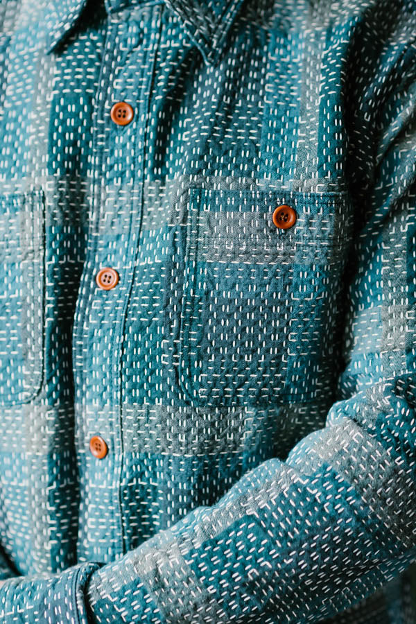 5651 - Noragi Sashiko Shirt - Blue | James Dant