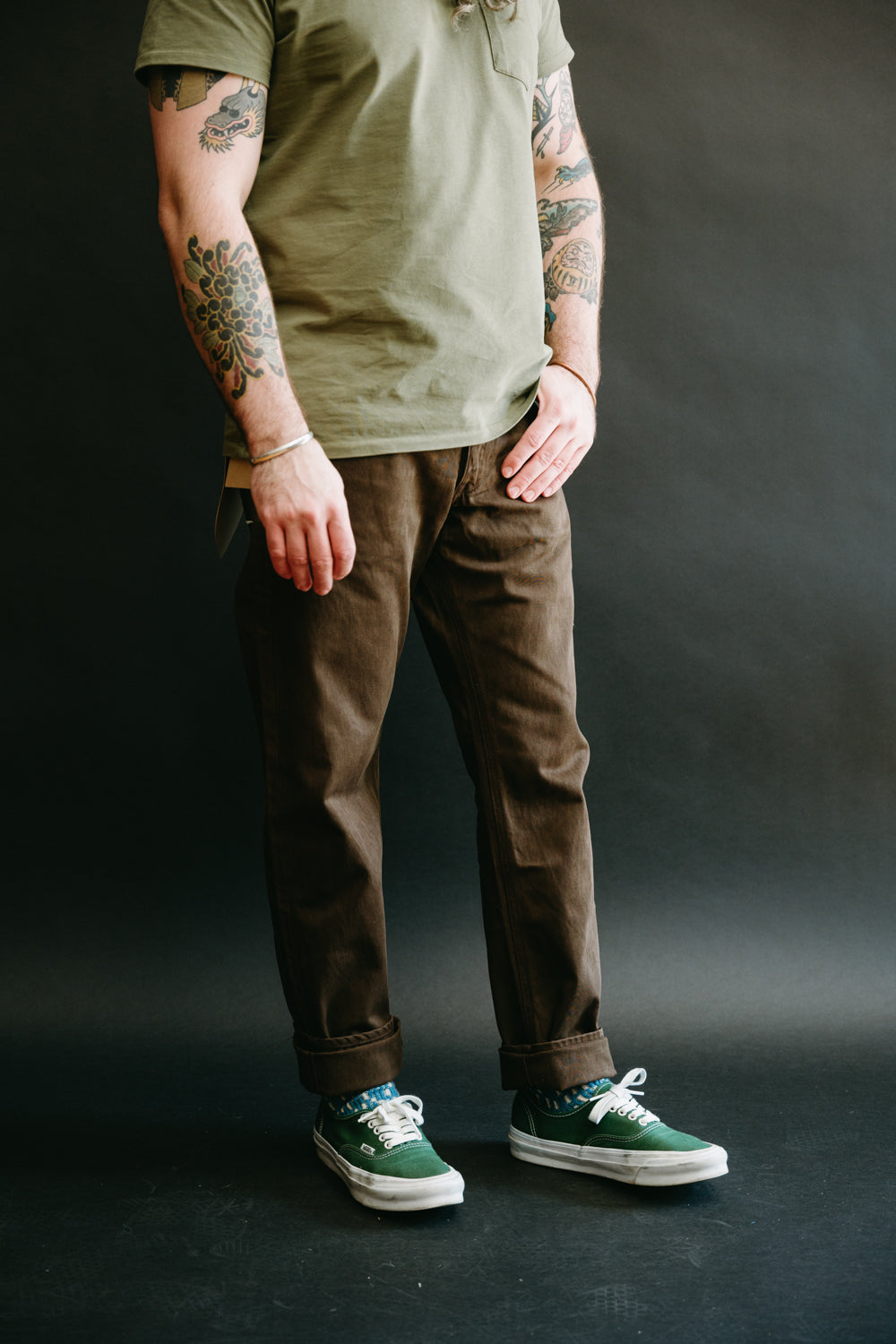 1852S - Amami Dorozome Relaxed Tapered Mud Dyed Eastern Jeans