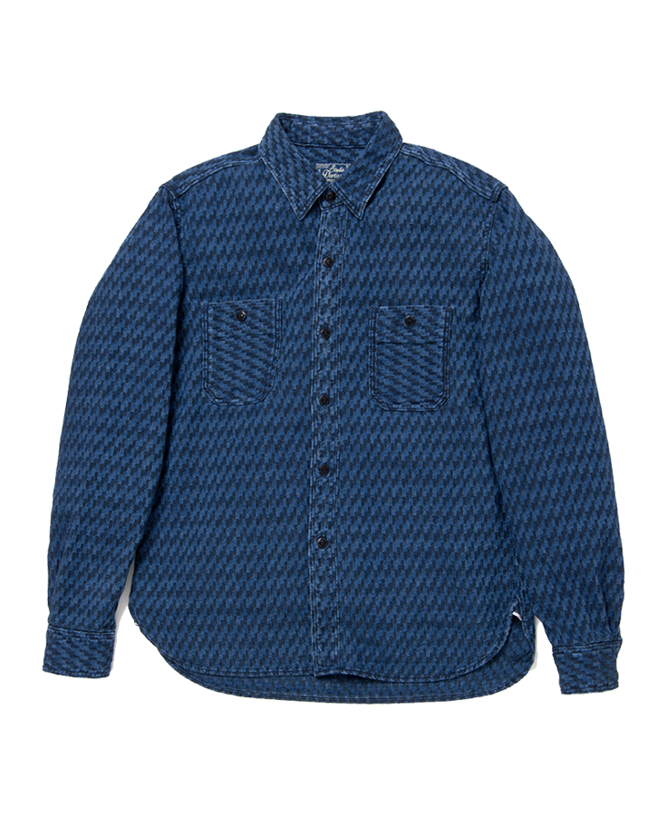 INDIGO JACQUARD LONG SLEEVE WESTERN SHIRT