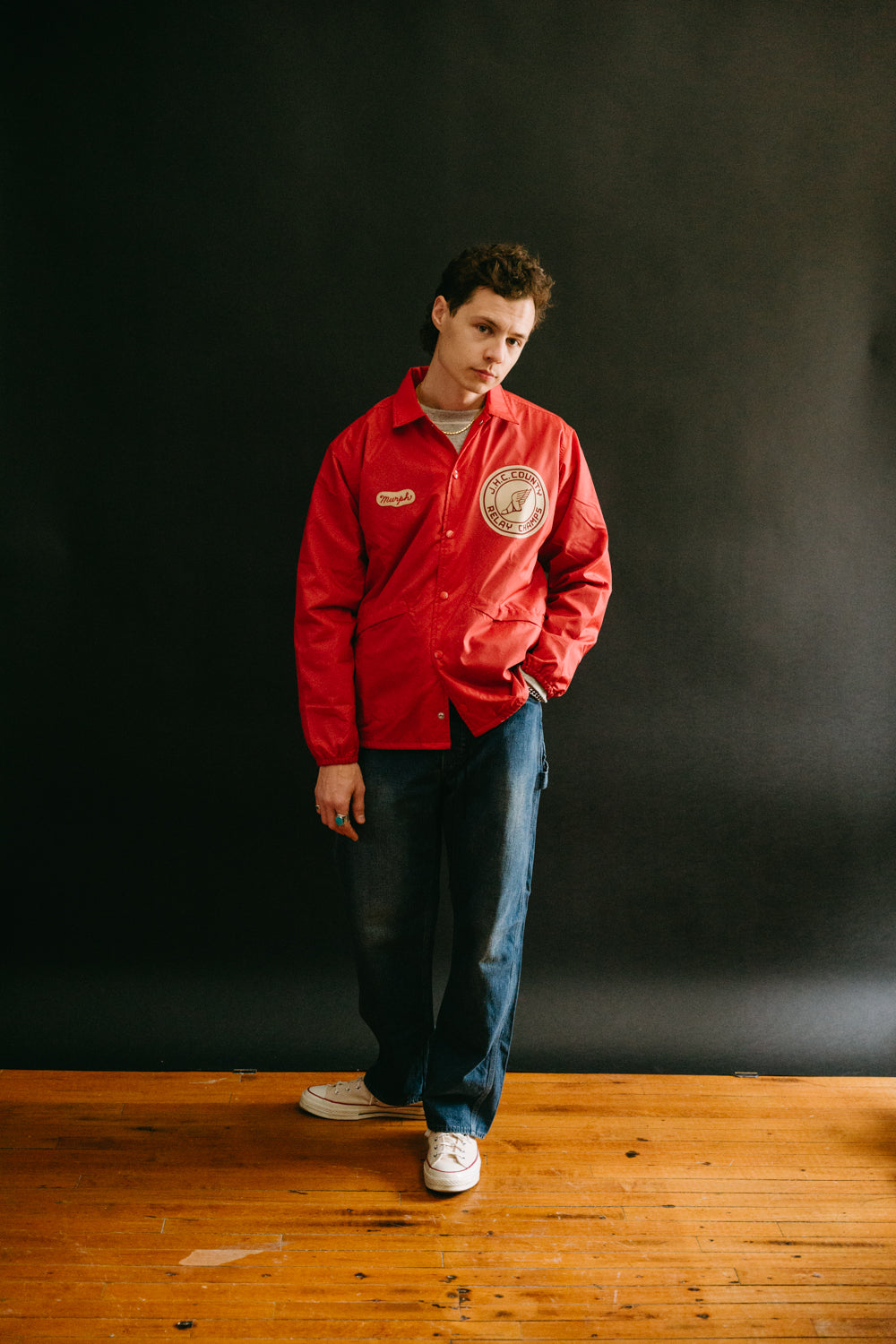 COACH Oversized Varsity Jacket in Red