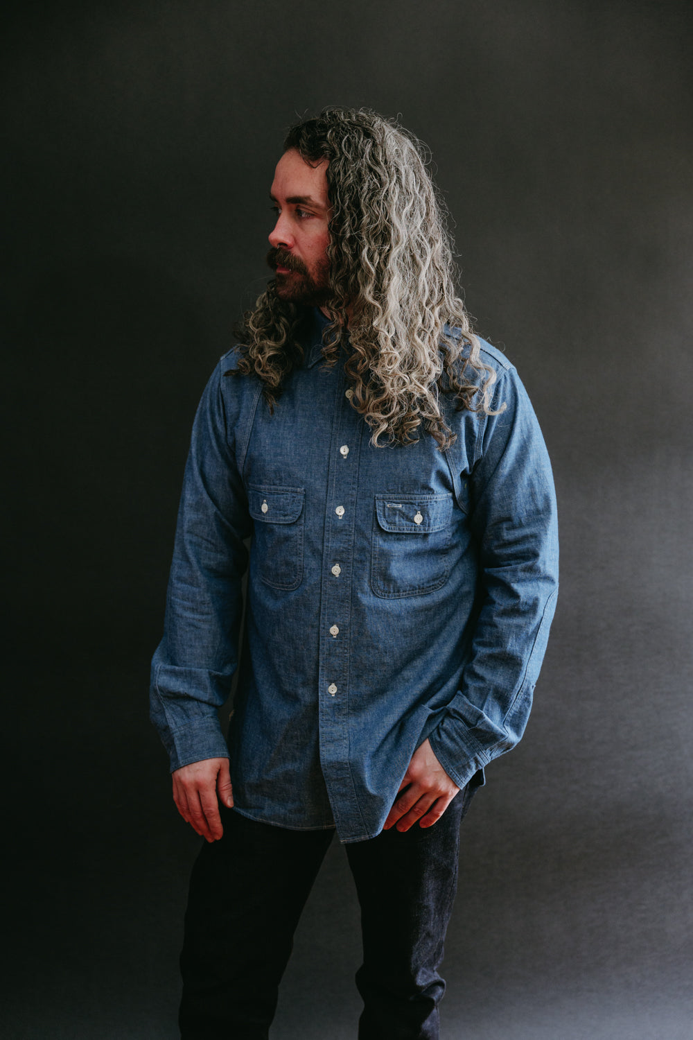 Lot 3040 - Ventilation Triple Stitch Chambray Shirt - Sax One-Wash