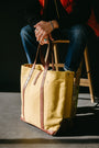 Lot 5220 - Leather and Canvas Tote Bag - Dark Beige