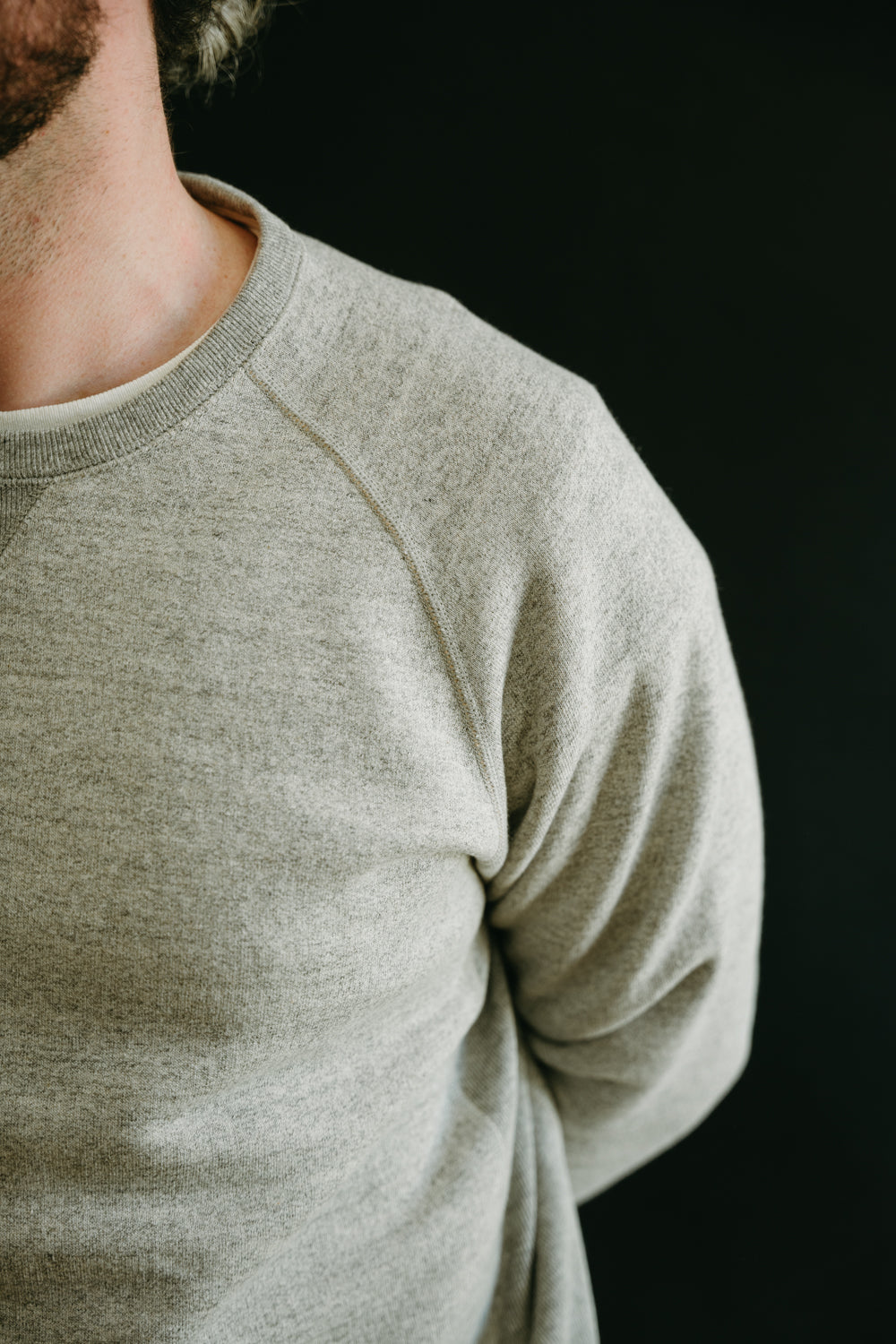 Pullover Crewneck Fleeced Fox Fiber - Heather Grey